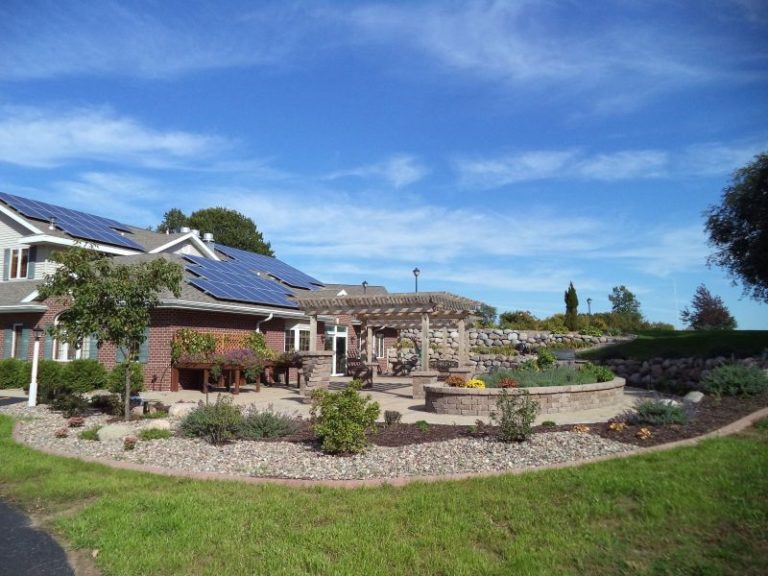 View of the garden from the driveway.
