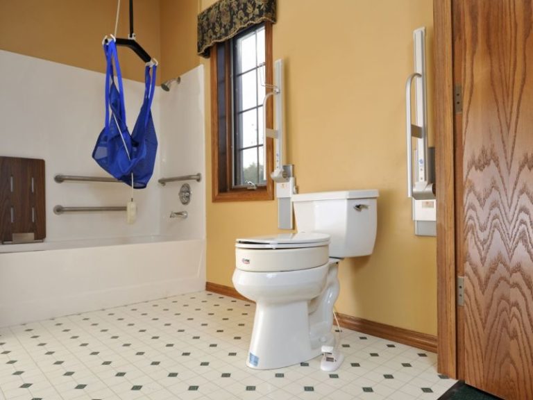 Raised toilet in the bathroom
